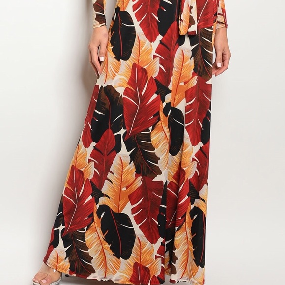 stunning Burgundy Long-sleeve Maxi Dress@LAST ONE - Picture 4 of 4